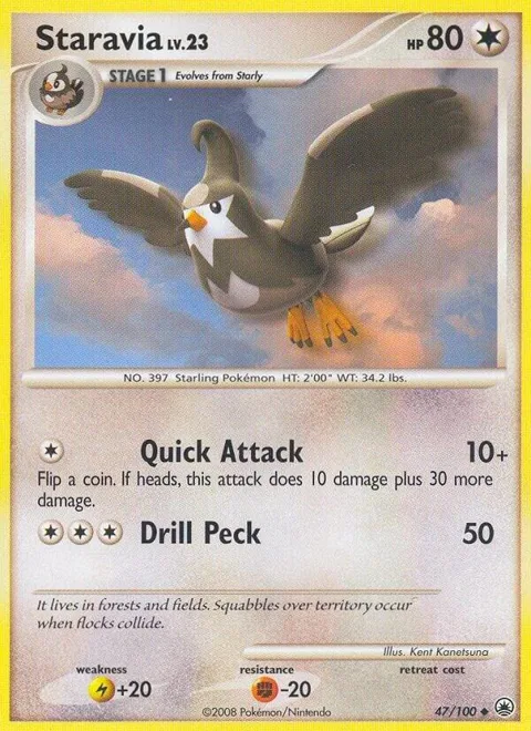 Staravia #47/100 Pokémon card from Majestic Dawn