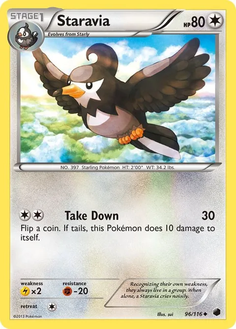 Staravia #96/116 Pokémon card from Plasma Freeze