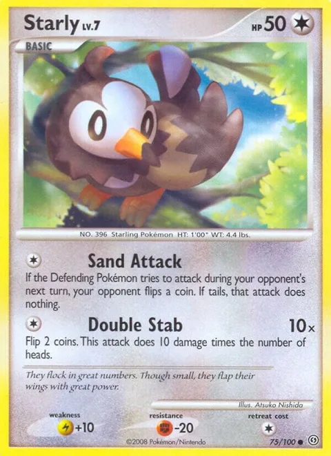 Starly #75/100 Pokémon card from Stormfront