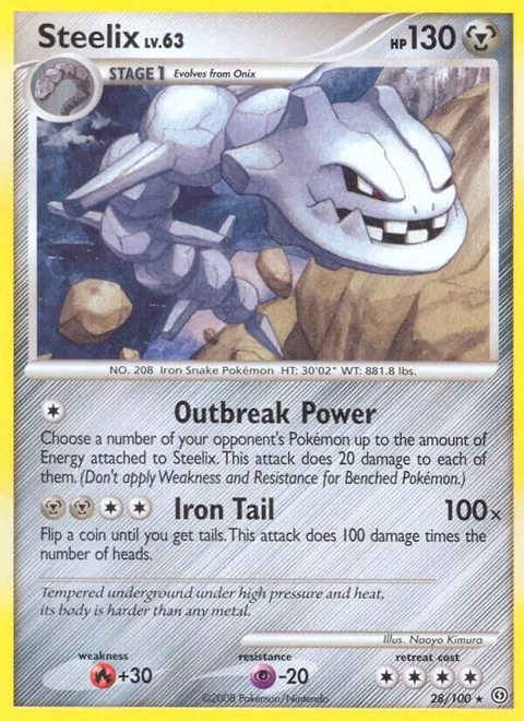 Steelix #28/100 Reverse Holofoil Pokémon card from Stormfront