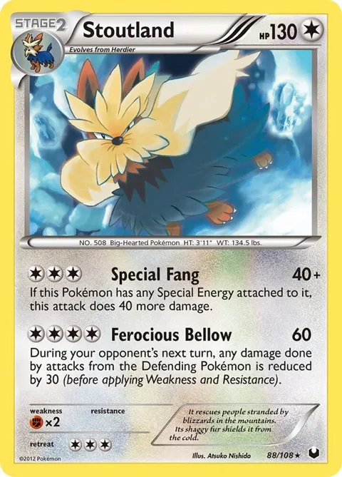 Stoutland #88/108 Pokémon card from Dark Explorers