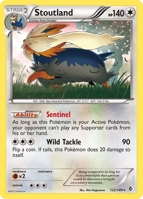 Stoutland #122/149 Holofoil Pokémon card from Boundaries Crossed