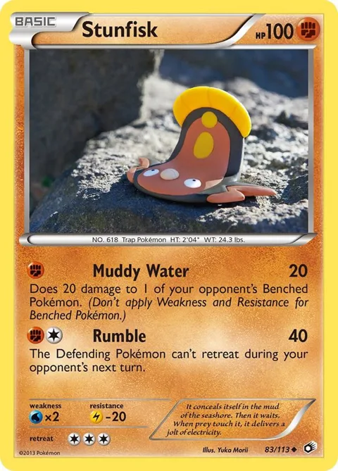 Stunfisk #83/113 Reverse Holofoil Pokémon card from Legendary Treasures
