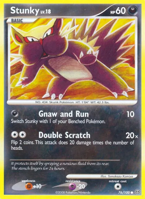 Stunky #76/100 Pokémon card from Stormfront