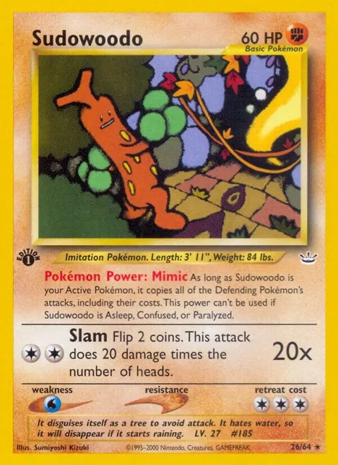Sudowoodo #26/64 Unlimited Pokémon card from Neo Revelation