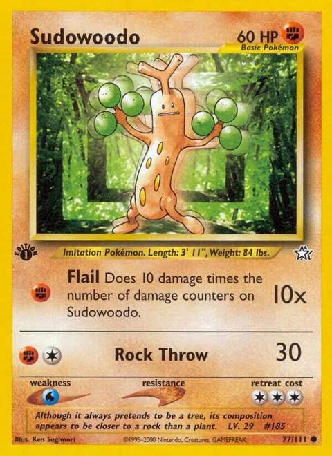 Sudowoodo #077/111 1st Edition Pokémon card from Neo Genesis