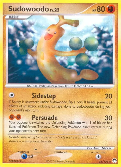 Sudowoodo #35/123 Reverse Holofoil Pokémon card from Mysterious Treasures
