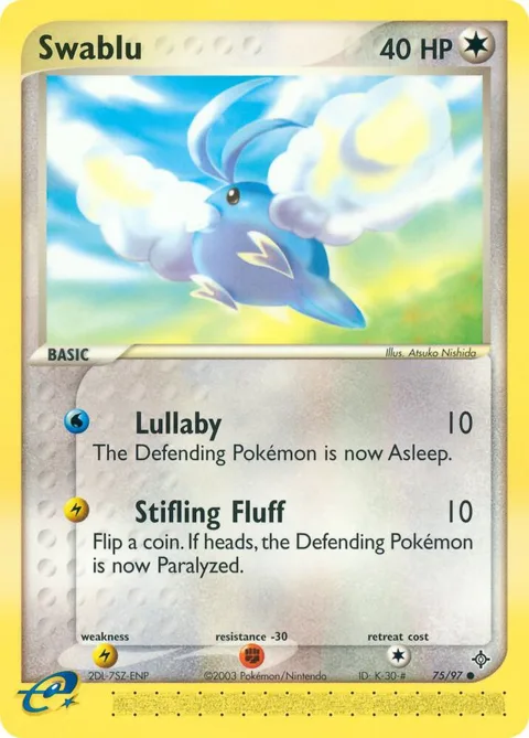 Swablu #75/97 Reverse Holofoil Pokémon card from EX Dragon