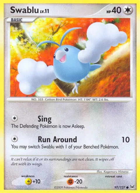 Swablu #97/127 Reverse Holofoil Pokémon card from Platinum