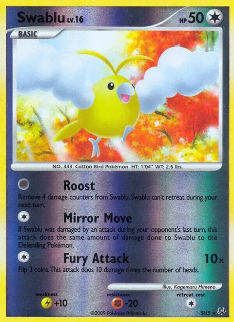 Swablu Shiny #SH5 Reverse Holofoil Pokémon card from Platinum