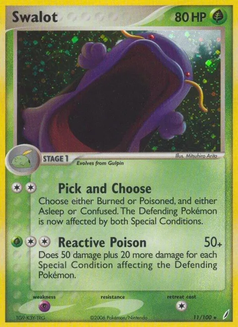 Swalot #11/100 Holofoil Pokémon card from EX Crystal Guardians
