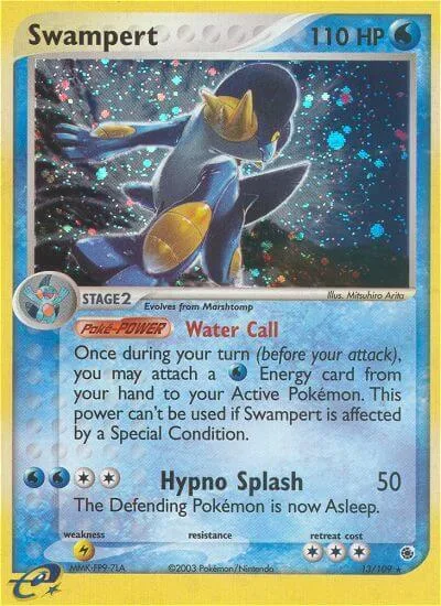 Swampert #13/109 Reverse Holofoil Pokémon card from EX Ruby and Sapphire