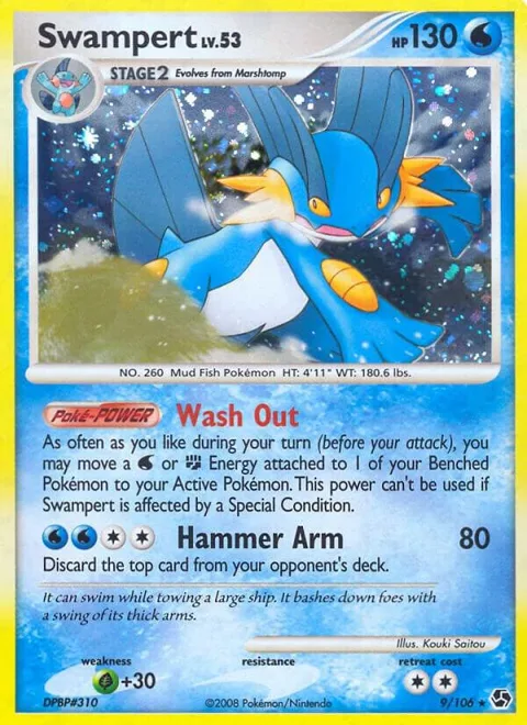 Swampert #9/106 Holofoil Pokémon card from Great Encounters
