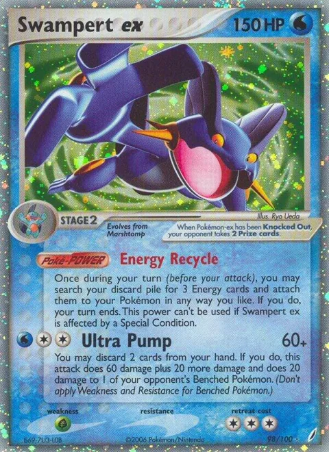 Swampert ex #98/100 Holofoil Pokémon card from EX Crystal Guardians