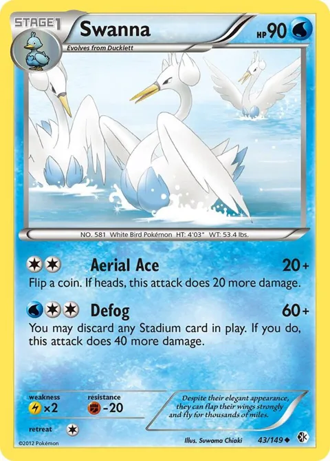 Swanna #43/149 Pokémon card from Boundaries Crossed
