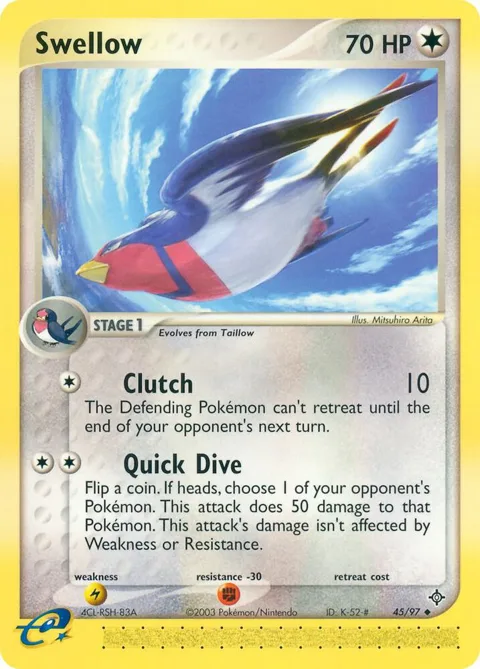 Swellow #45/97 Pokémon card from EX Dragon