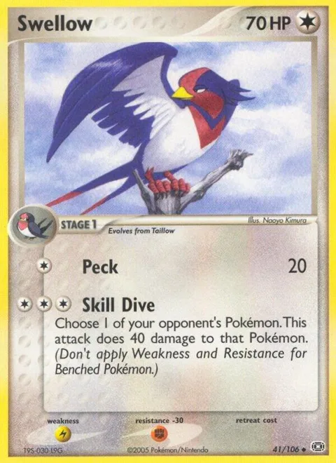 Swellow #41/106 Pokémon card from EX Emerald