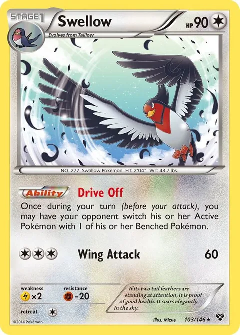 Swellow #103/146 Pokémon card from XY Base Set