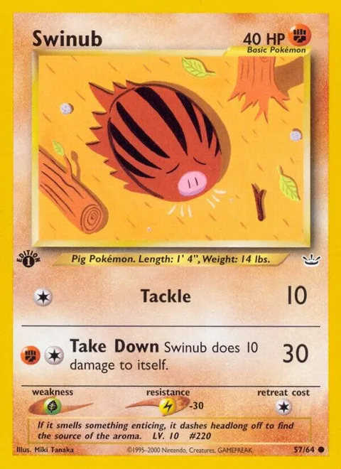 Swinub #57/64 1st Edition Pokémon card from Neo Revelation