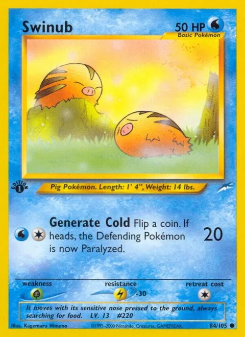 Swinub #084/105 1st Edition Pokémon card from Neo Destiny