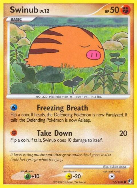 Swinub #77/100 Pokémon card from Stormfront