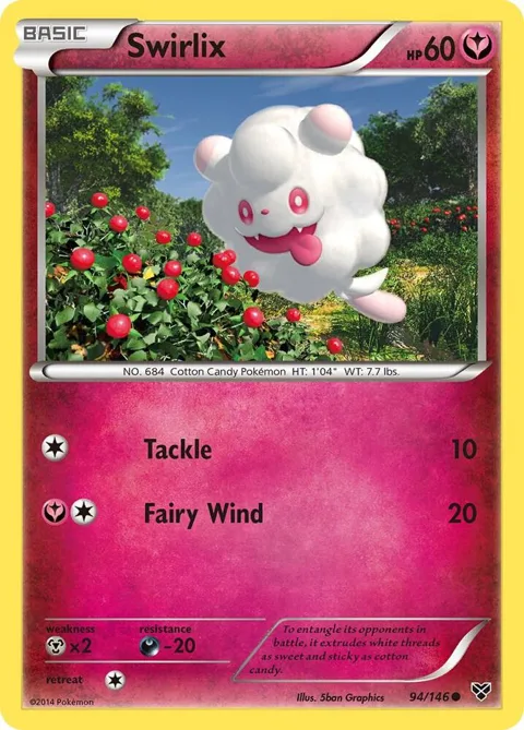 Swirlix #94/146 Reverse Holofoil Pokémon card from XY Base Set