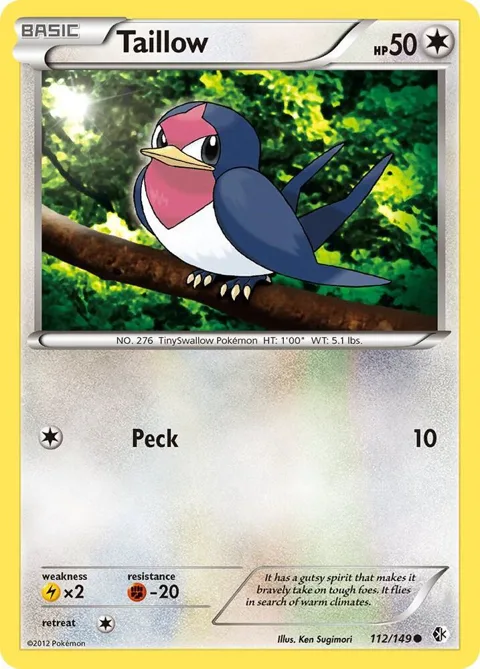 Taillow #112/149 Pokémon card from Boundaries Crossed