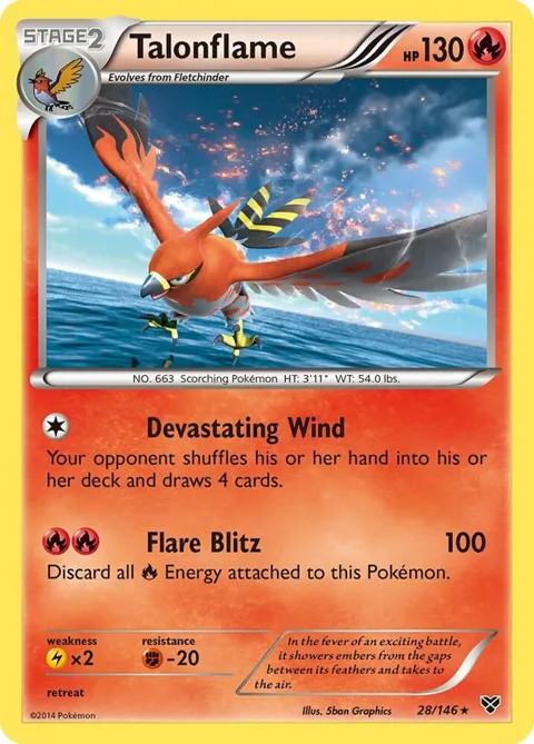 Talonflame #28/146 Holofoil Pokémon card from XY Base Set