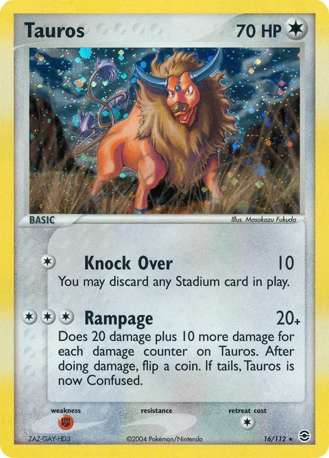 Tauros #16/112 Pokémon card from EX FireRed & LeafGreen