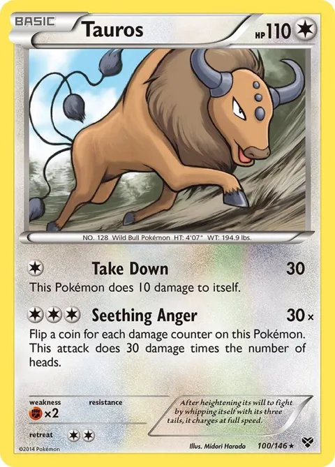 Tauros #100/146 Pokémon card from XY Base Set