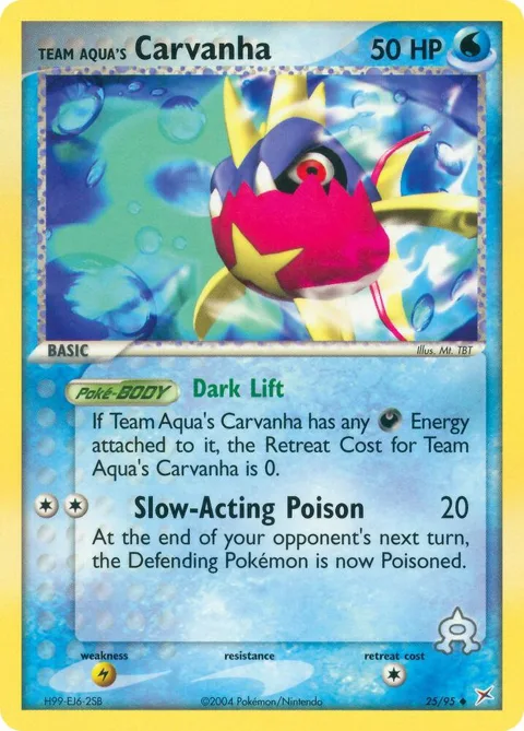 Team Aqua's Carvanha #25/95 Pokémon card from EX Team Magma vs Team Aqua
