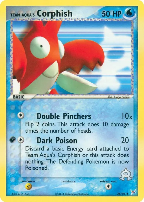 Team Aqua's Corphish #26/95 Reverse Holofoil Pokémon card from EX Team Magma vs Team Aqua