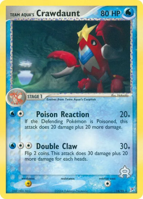 Team Aqua's Crawdaunt #14/95 Reverse Holofoil Pokémon card from EX Team Magma vs Team Aqua