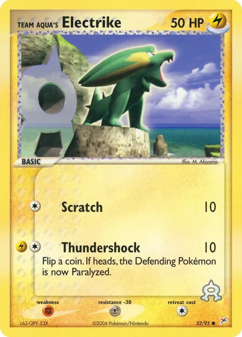 Team Aqua's Electrike #52/95 Reverse Holofoil Pokémon card from EX Team Magma vs Team Aqua