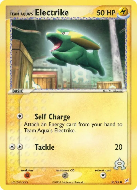 Team Aqua's Electrike #53/95 Pokémon card from EX Team Magma vs Team Aqua