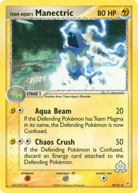 Team Aqua's Manectric #29/95 Reverse Holofoil Pokémon card from EX Team Magma vs Team Aqua