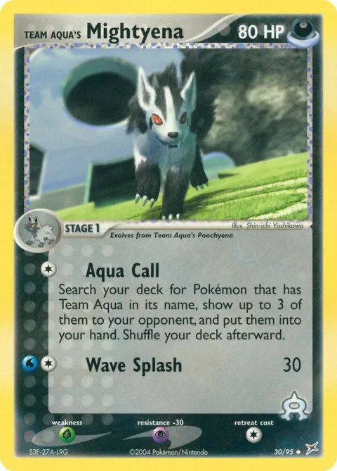 Team Aqua's Mightyena #30/95 Pokémon card from EX Team Magma vs Team Aqua