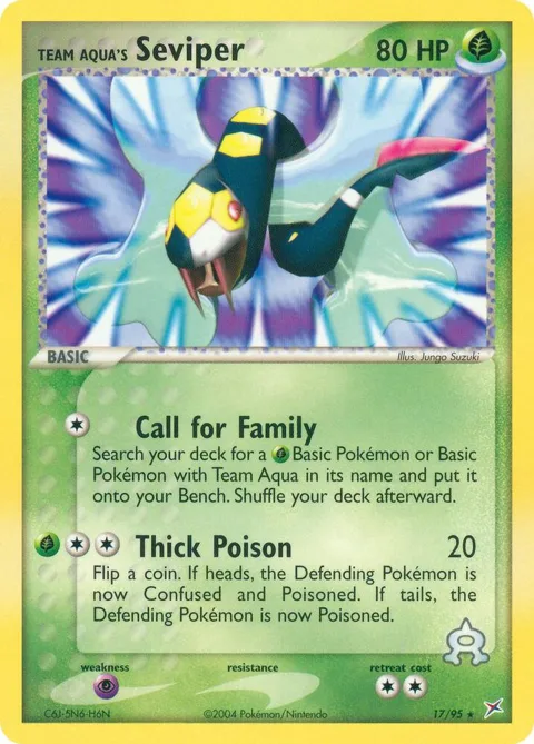 Team Aqua's Seviper #17/95 Pokémon card from EX Team Magma vs Team Aqua