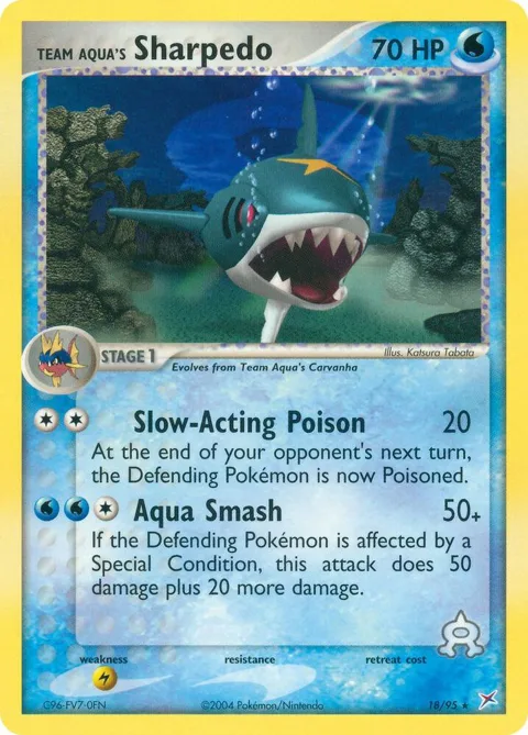 Team Aqua's Sharpedo #18/95 Reverse Holofoil Pokémon card from EX Team Magma vs Team Aqua