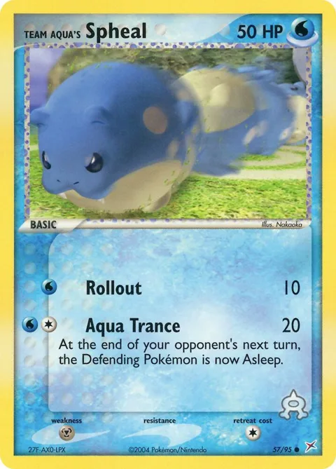 Team Aqua's Spheal #57/95 Pokémon card from EX Team Magma vs Team Aqua