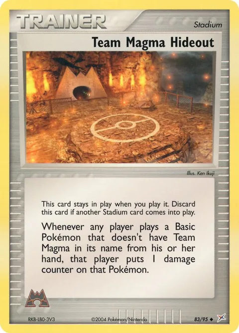 Team Magma Hideout #83/95 Pokémon card from EX Team Magma vs Team Aqua