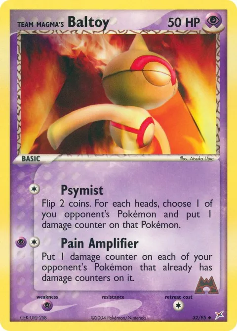Team Magma's Baltoy #32/95 Pokémon card from EX Team Magma vs Team Aqua