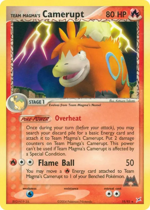 Team Magma's Camerupt #19/95 Pokémon card from EX Team Magma vs Team Aqua