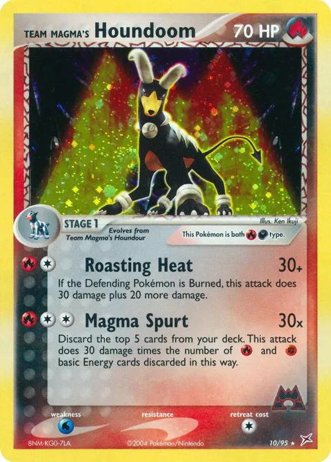Team Magma's Houndoom #10/95 Reverse Holofoil Pokémon card from EX Team Magma vs Team Aqua