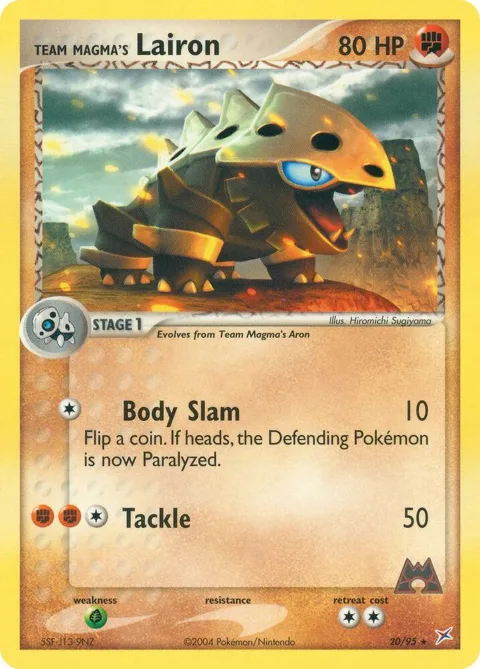 Team Magma's Lairon #20/95 Pokémon card from EX Team Magma vs Team Aqua