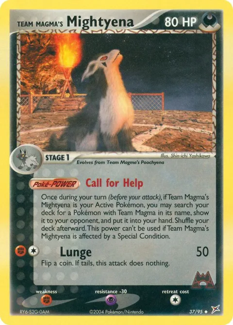 Team Magma's Mightyena #37/95 Pokémon card from EX Team Magma vs Team Aqua