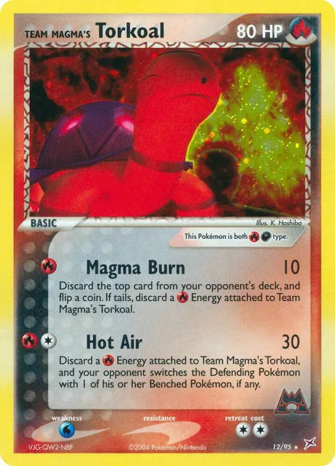 Team Magma's Torkoal #12/95 Holofoil Pokémon card from EX Team Magma vs Team Aqua