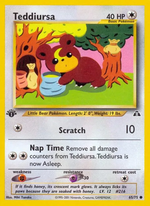 Teddiursa #65/75 Unlimited Pokémon card from Neo Discovery