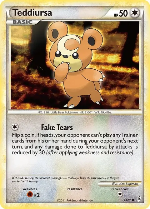 Teddiursa #73/95 Reverse Holofoil Pokémon card from Call of Legends