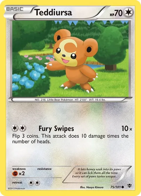 Teddiursa #75/101 Pokémon card from Plasma Blast